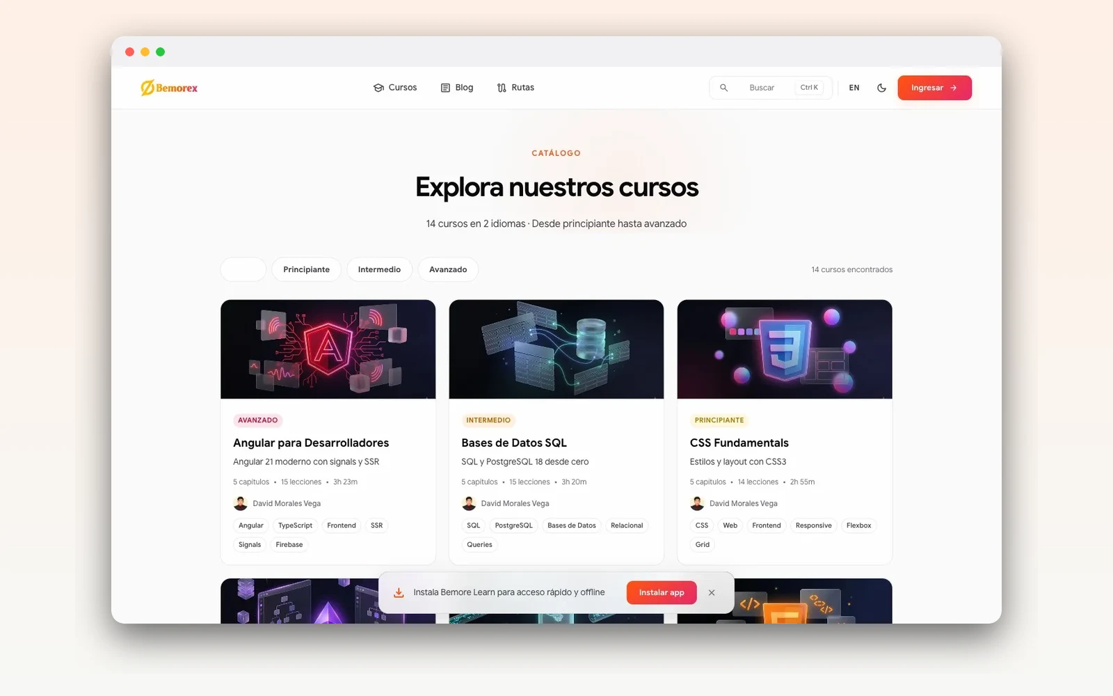 Bemorex Learn — Plataforma de aprendizaje — captura 3
