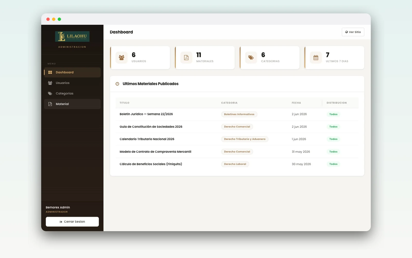 Lilaohu — Portal consultora legal-contable — vista principal