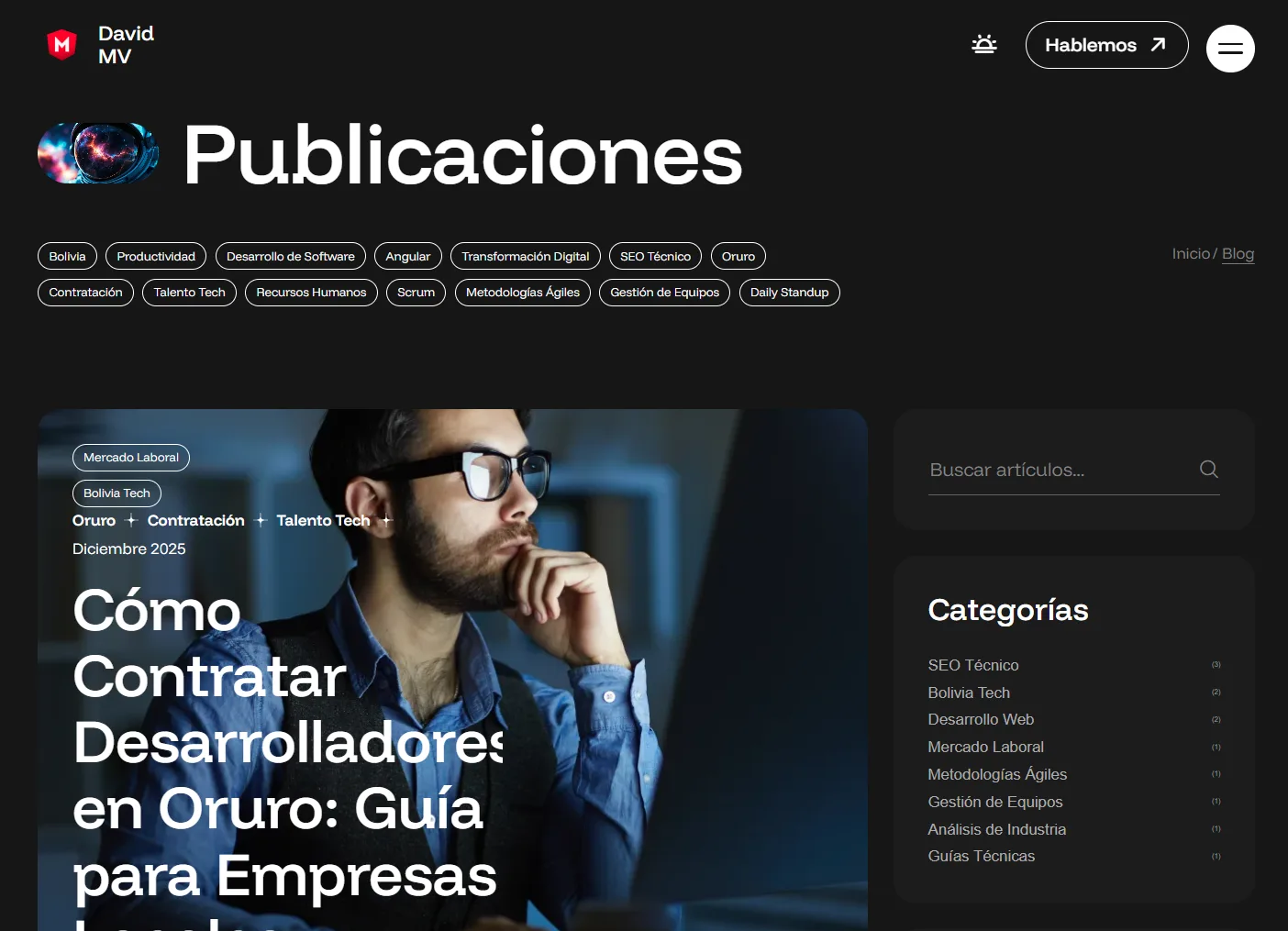 Portafolio - Sección de experiencia profesional con timeline interactivo