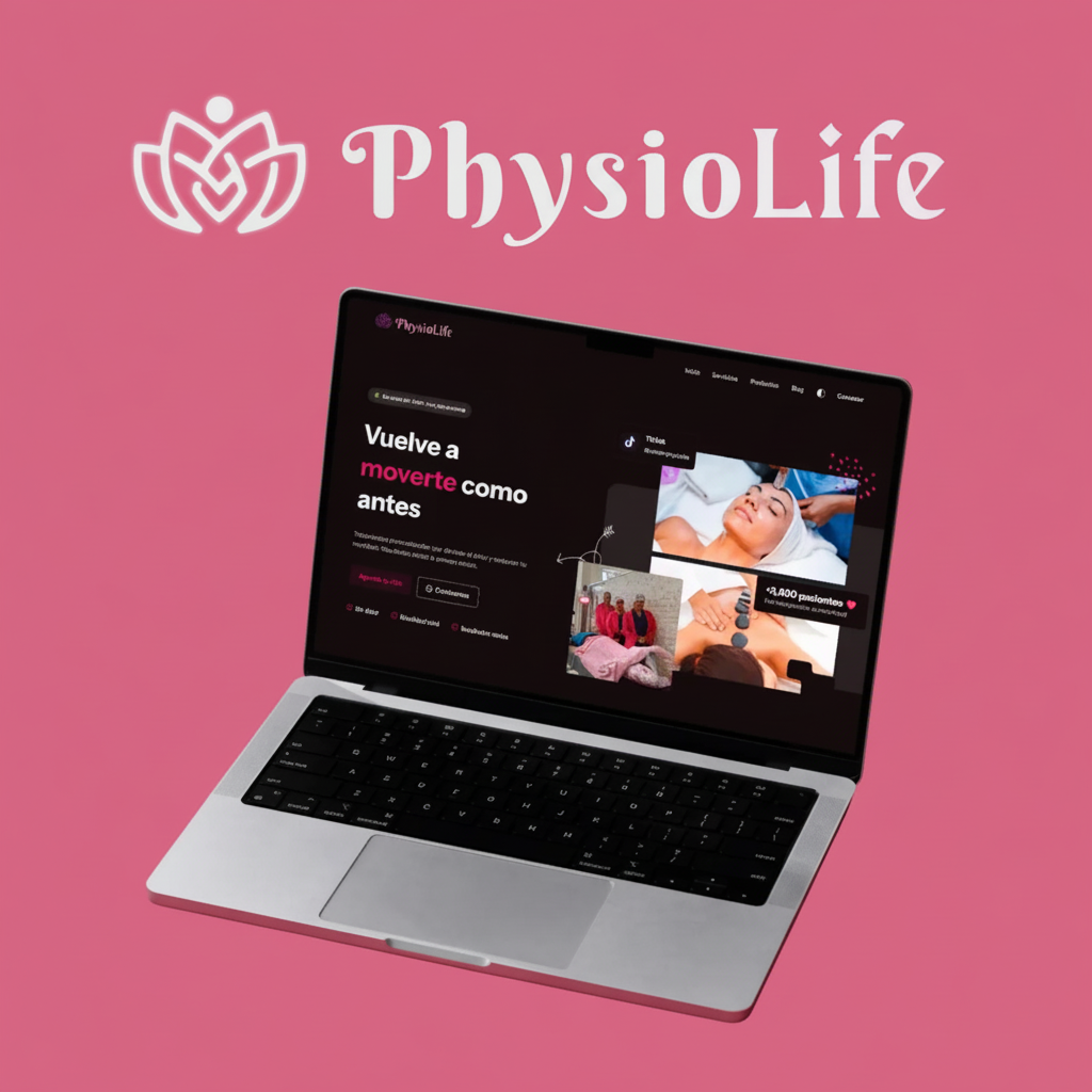 Sitio web PhysioLife - Hero section con modo claro y oscuro