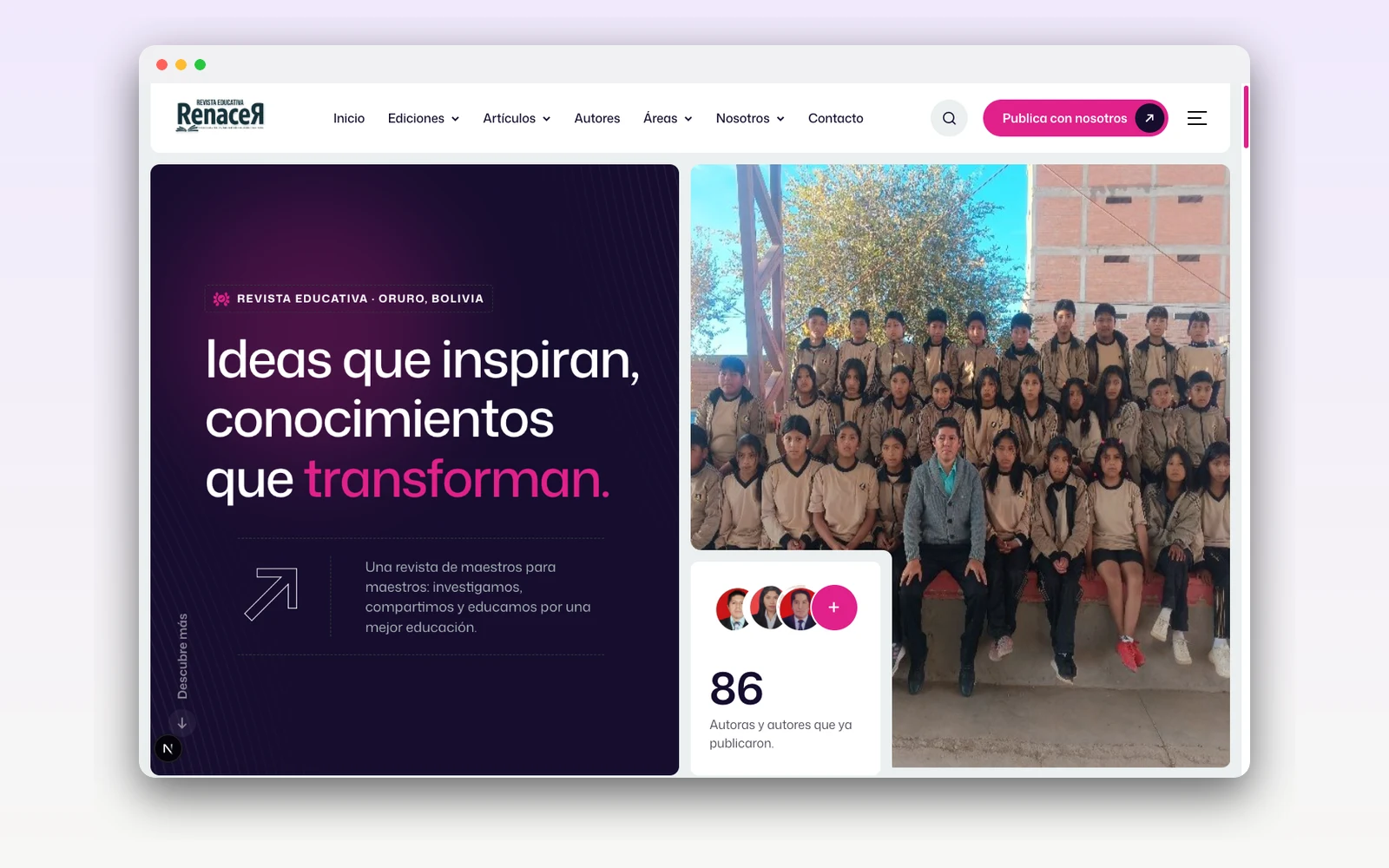 Revista Renacer — Plataforma editorial — vista principal