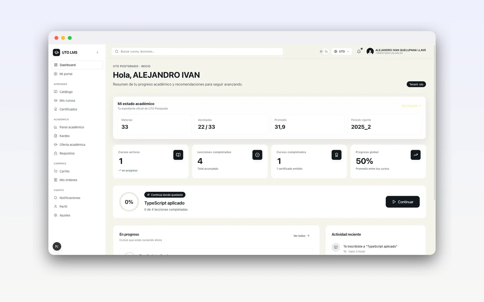 UTO Learn — LMS de postgrado