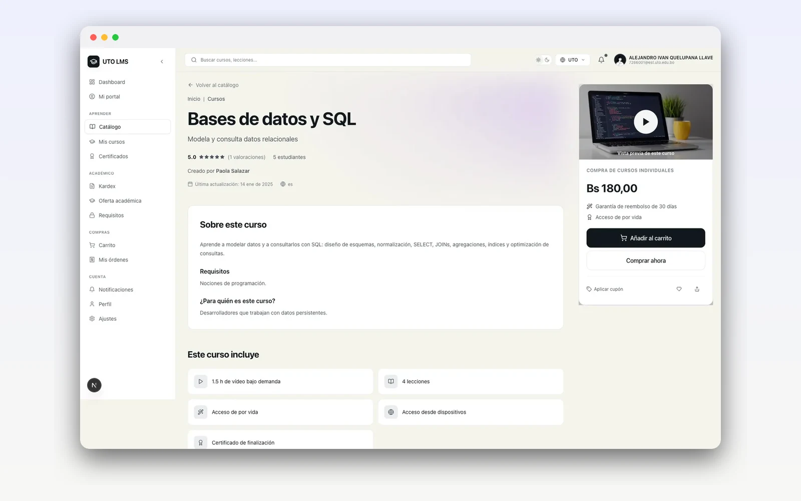UTO Learn — LMS de postgrado — captura 4
