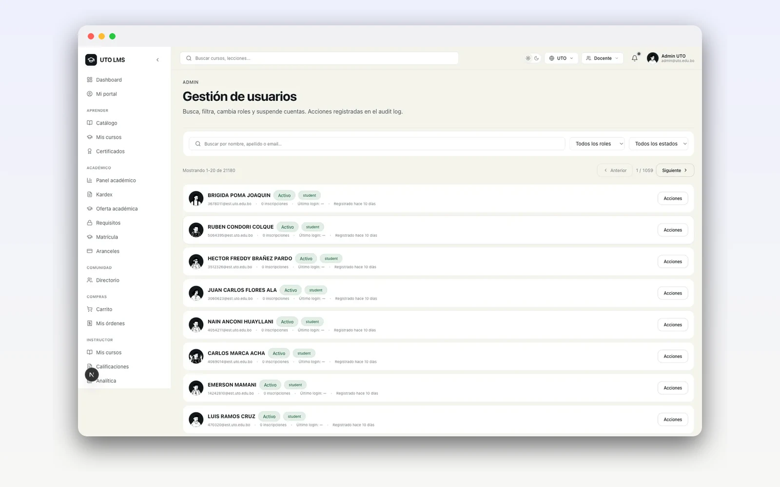 UTO Learn — LMS de postgrado — captura 5