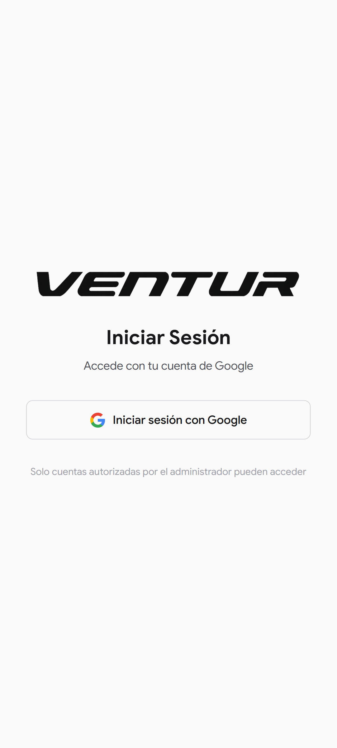 venture-celular-login-white — Pantalla de login en modo claro