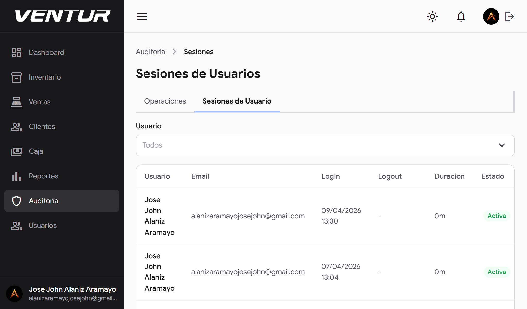venture-laptop-cotizaciones-black — Pipeline de cotizaciones en modo oscuro