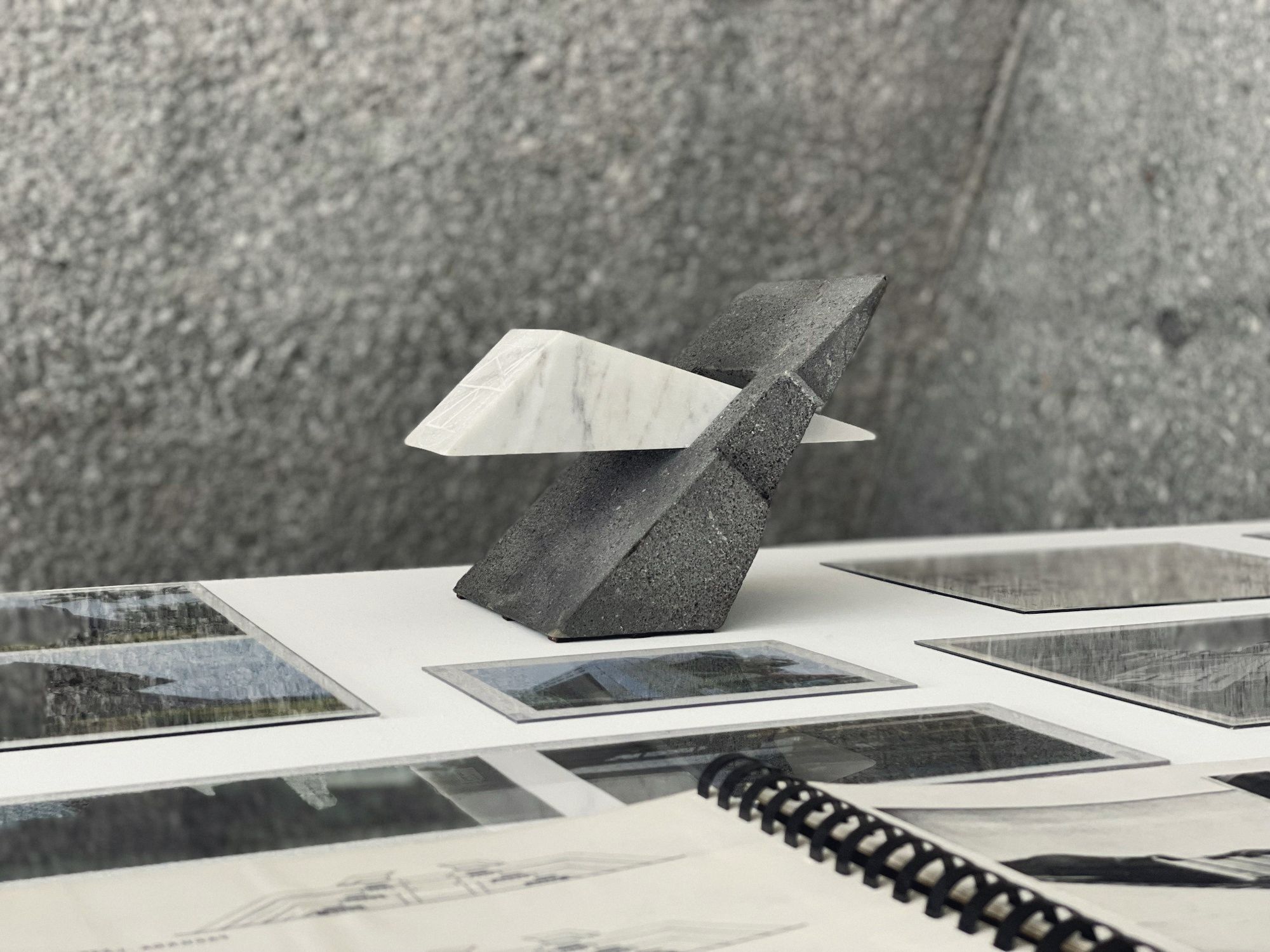 Model on drawings with a cast shadow