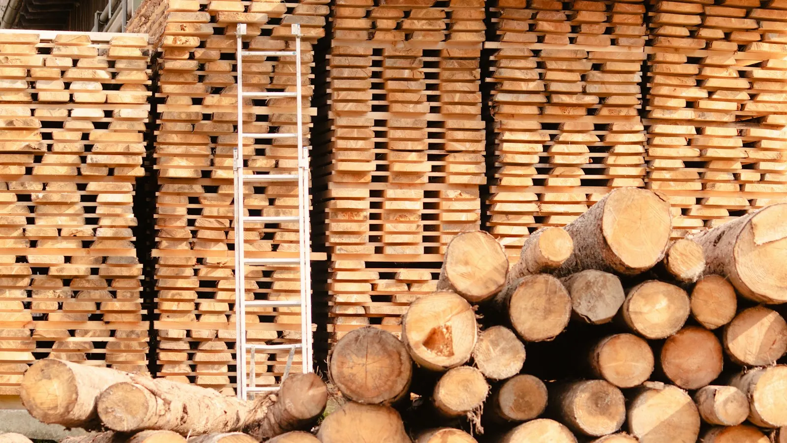 A pile of logs stacked on top of each other