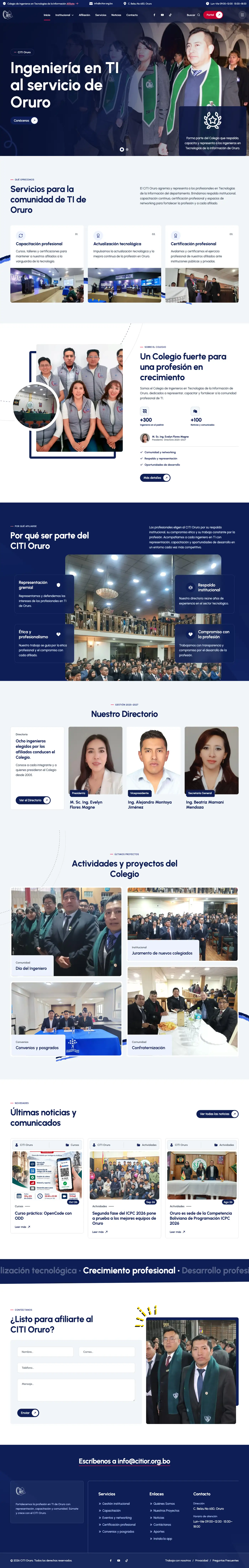 CITI Oruro, página completa: inicio completo