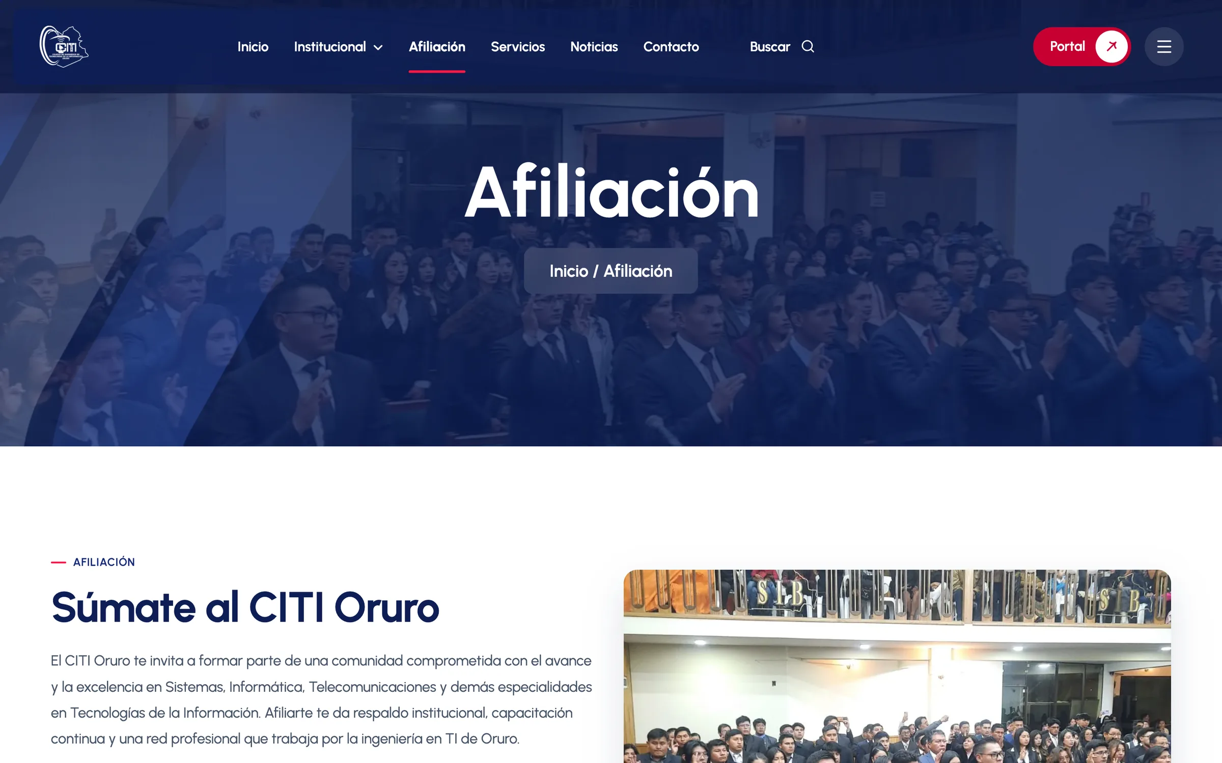 CITI Oruro: página de afiliación