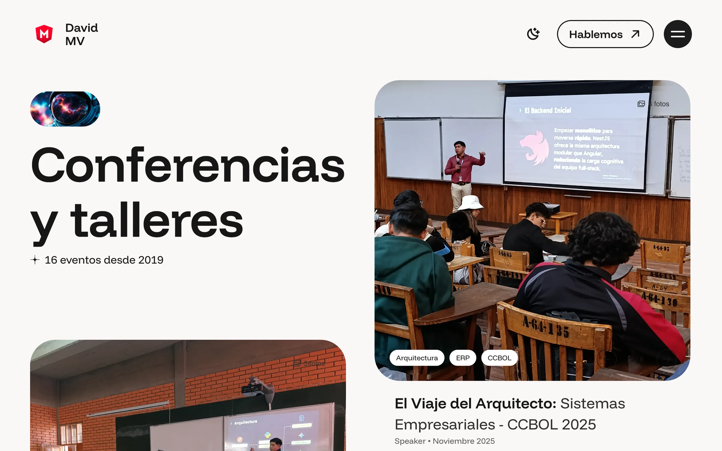 Portafolio de David Morales Vega: conferencias y talleres