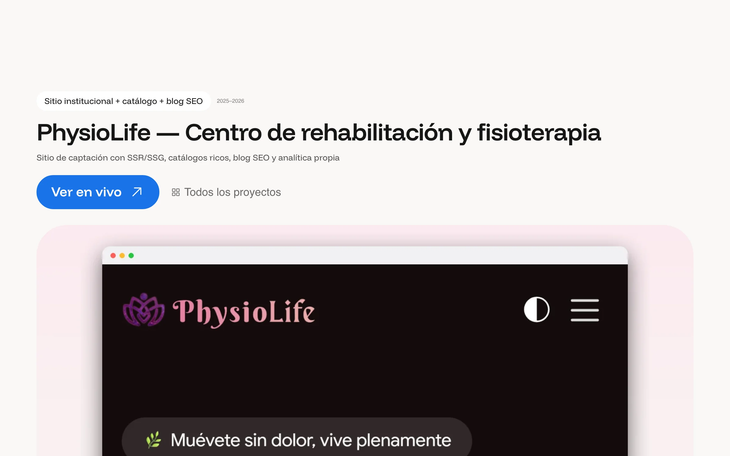 Portafolio de David Morales Vega: ficha del proyecto PhysioLife
