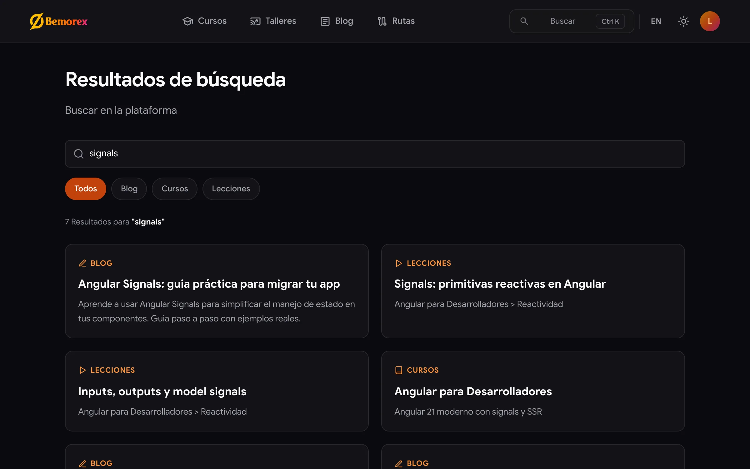 Bemorex Learn: resultados de búsqueda para «signals»