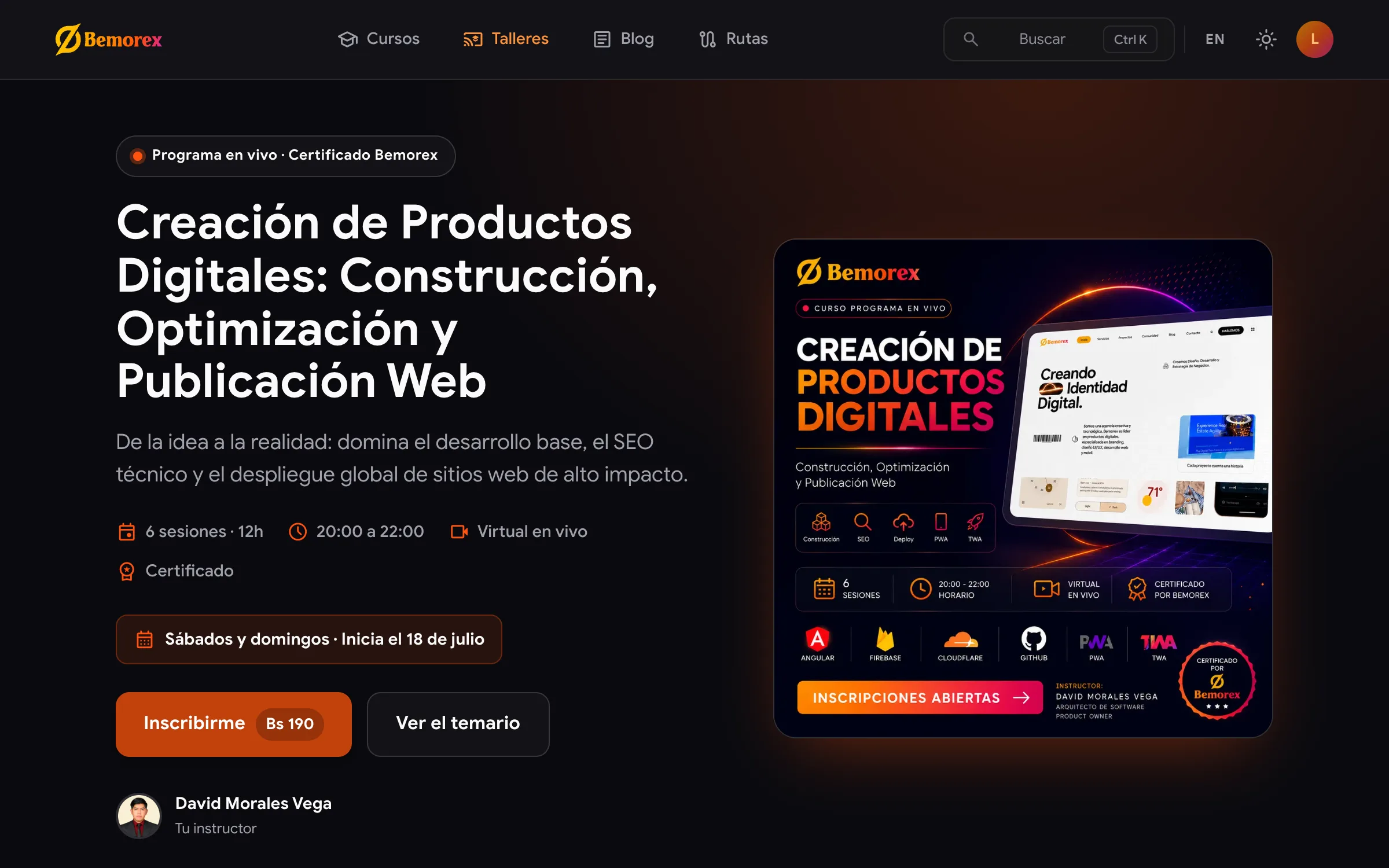Bemorex Learn: taller en vivo «Creación de Productos Digitales»