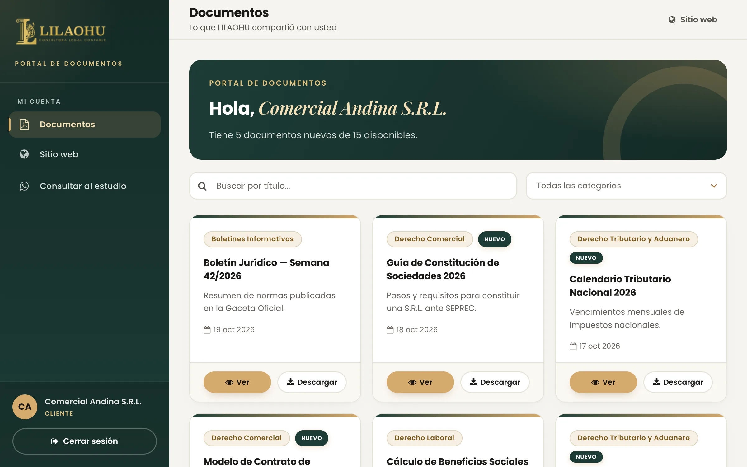 LILAOHU: documentos del cliente