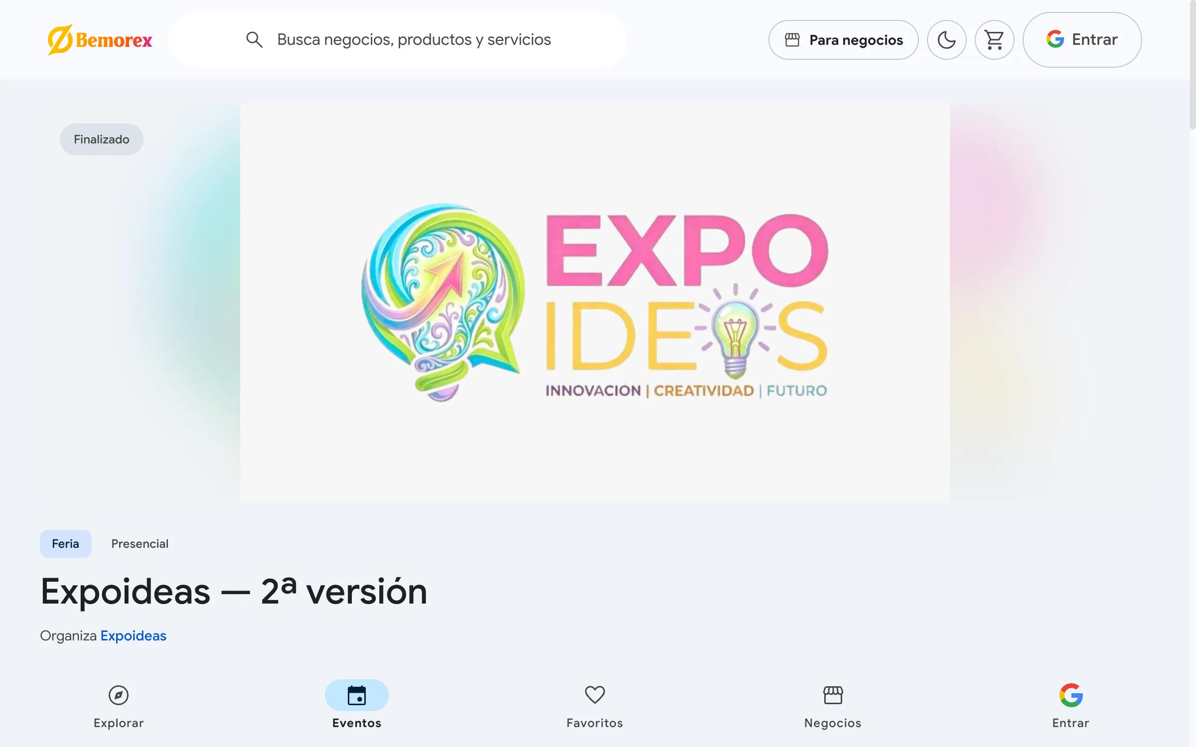 Bemorex Mi Negocio: Expoideas, 2ª versión