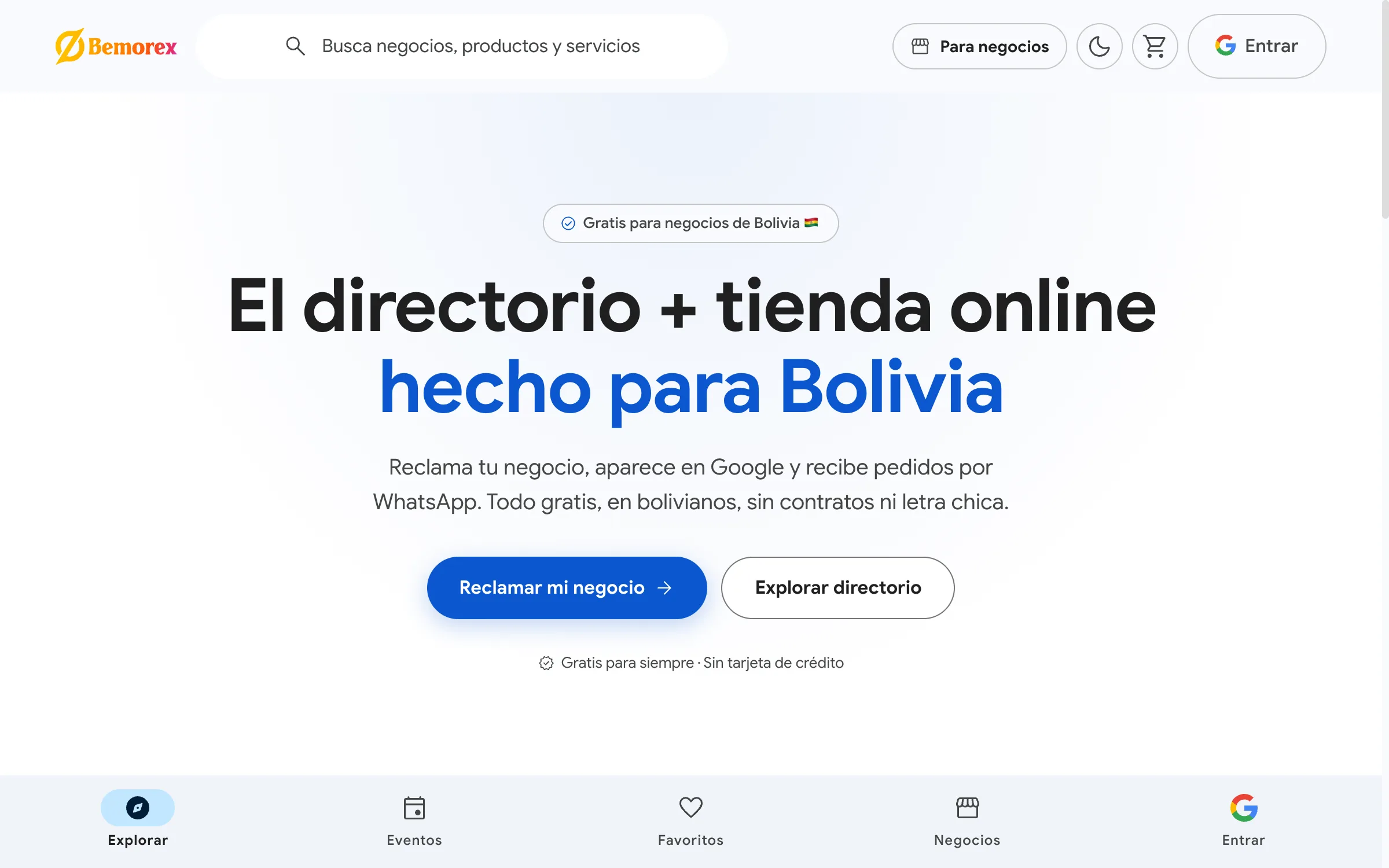 Bemorex Mi Negocio: página para negocios