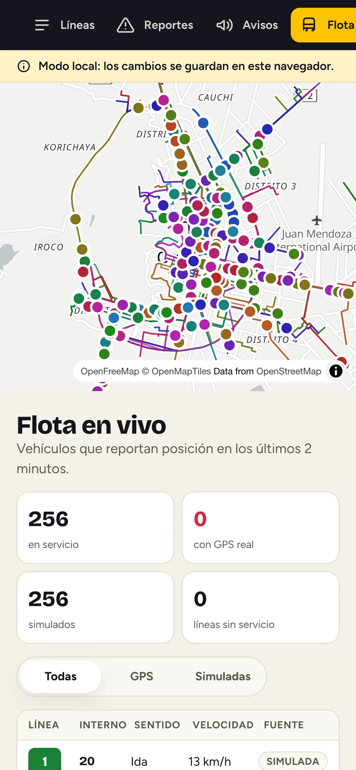 Ñan en el celular: flota en vivo