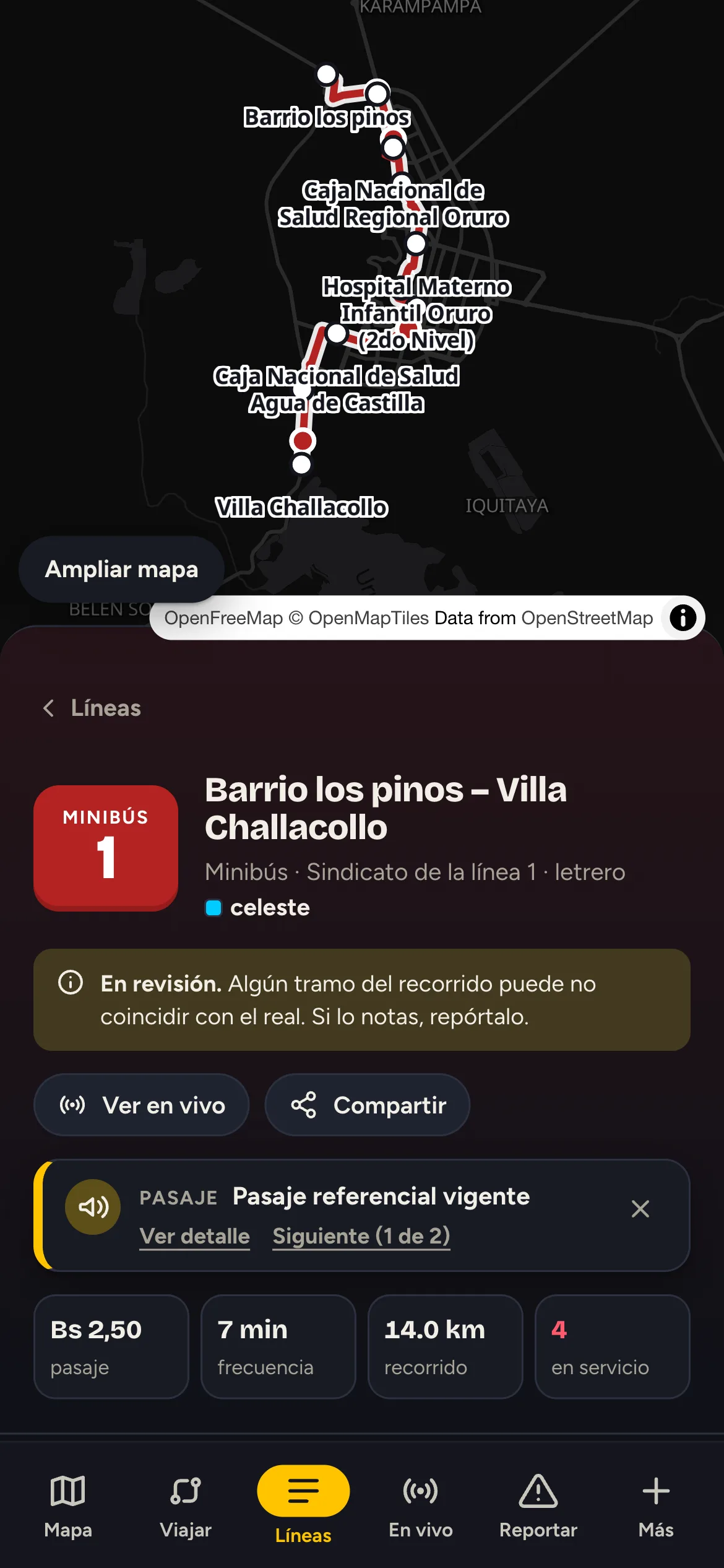 Ñan en modo oscuro: línea 1A