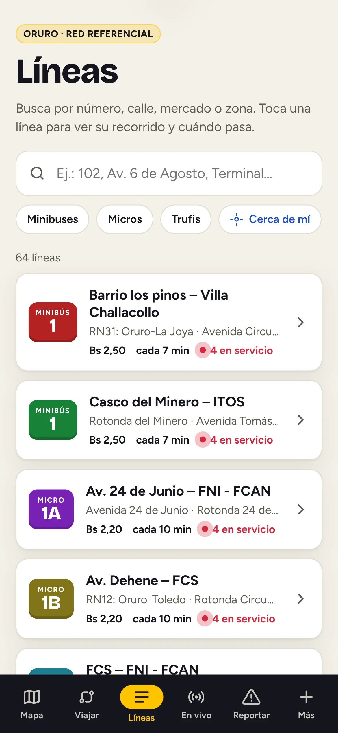 Ñan en modo claro: líneas