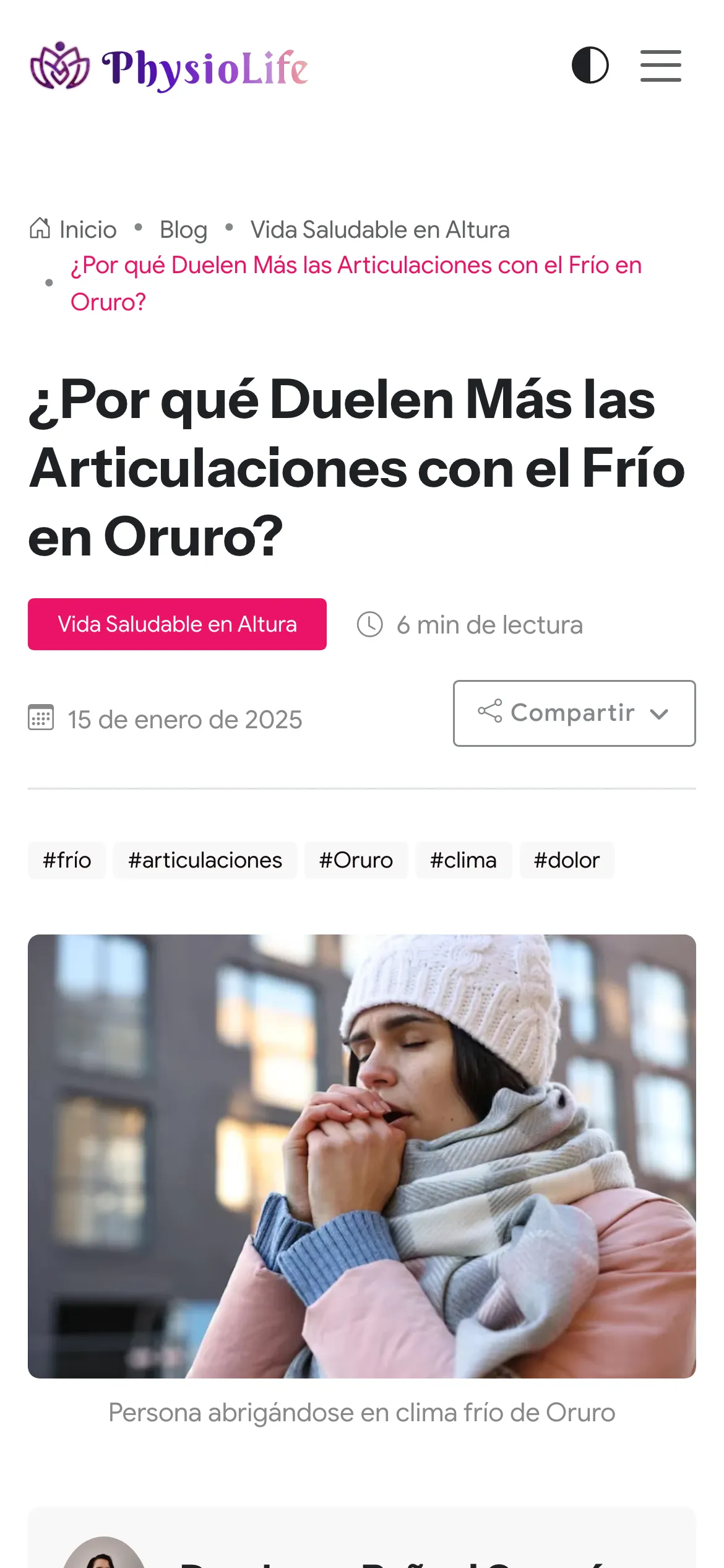 PhysioLife en modo claro: artículo