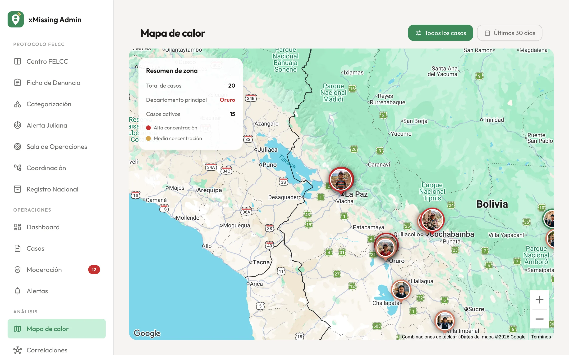 xMissing: mapa de calor de Bolivia