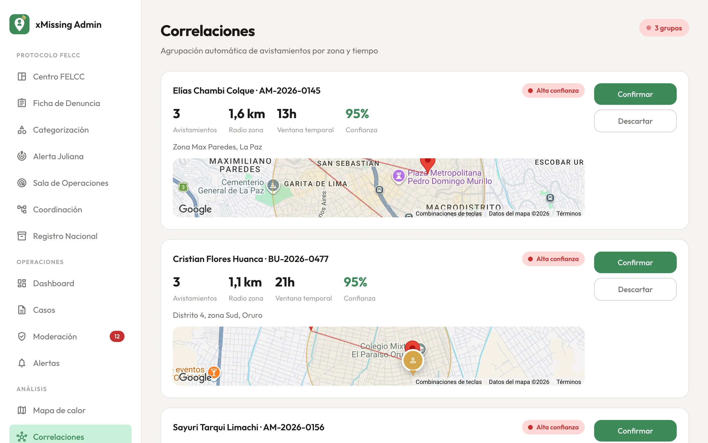 xMissing: correlaciones de avistamientos