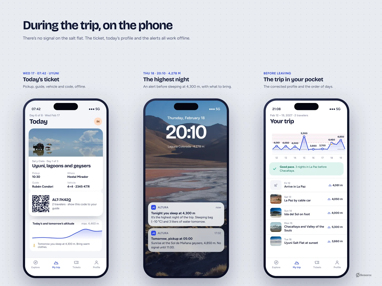 Altura — travel booking website bolivia trip on mobile