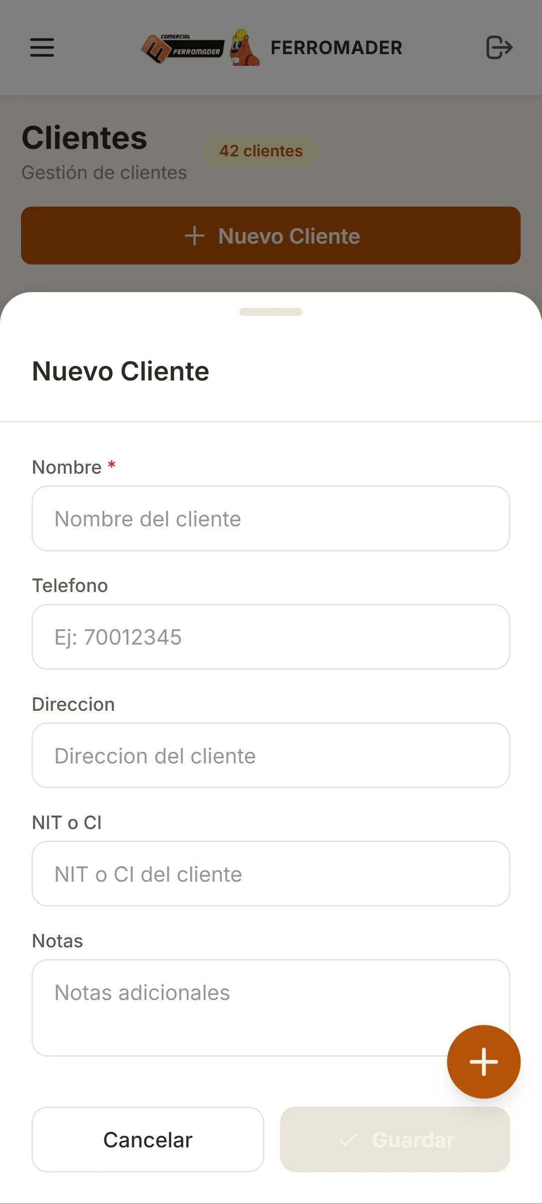 Ferromader — clienteform