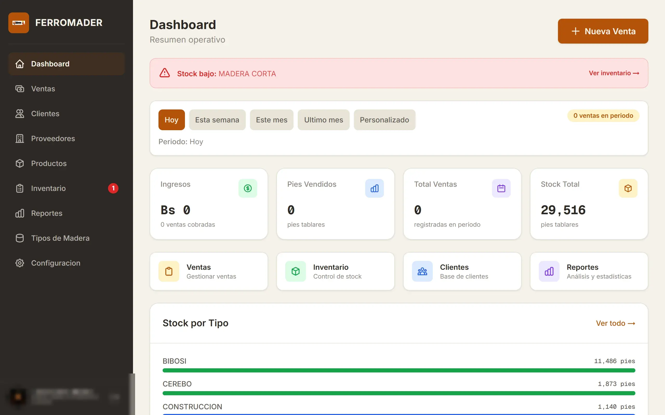 Ferromader — dashboard