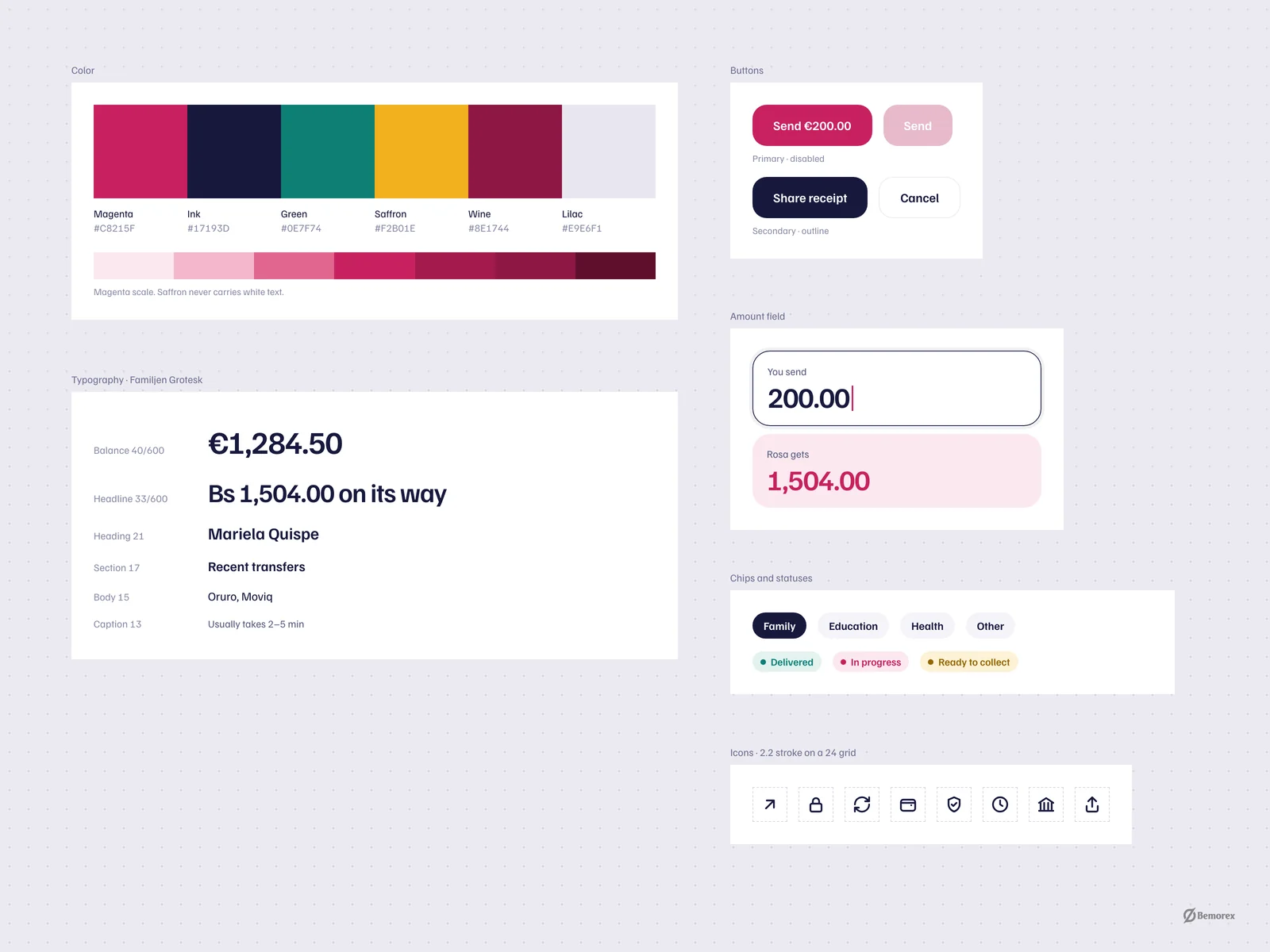Fluxo — money transfer app design system