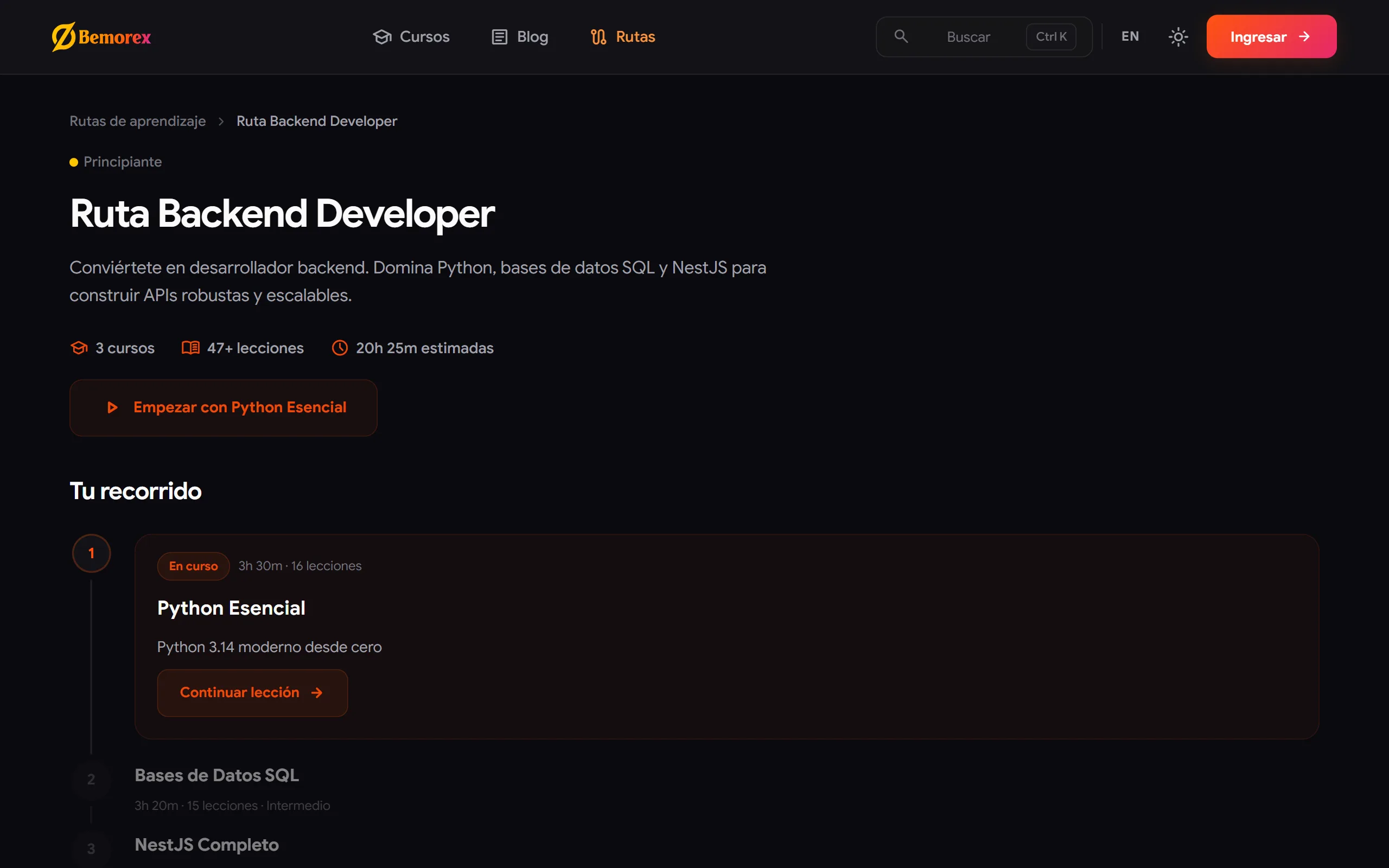 Bemorex Learn — learn backend