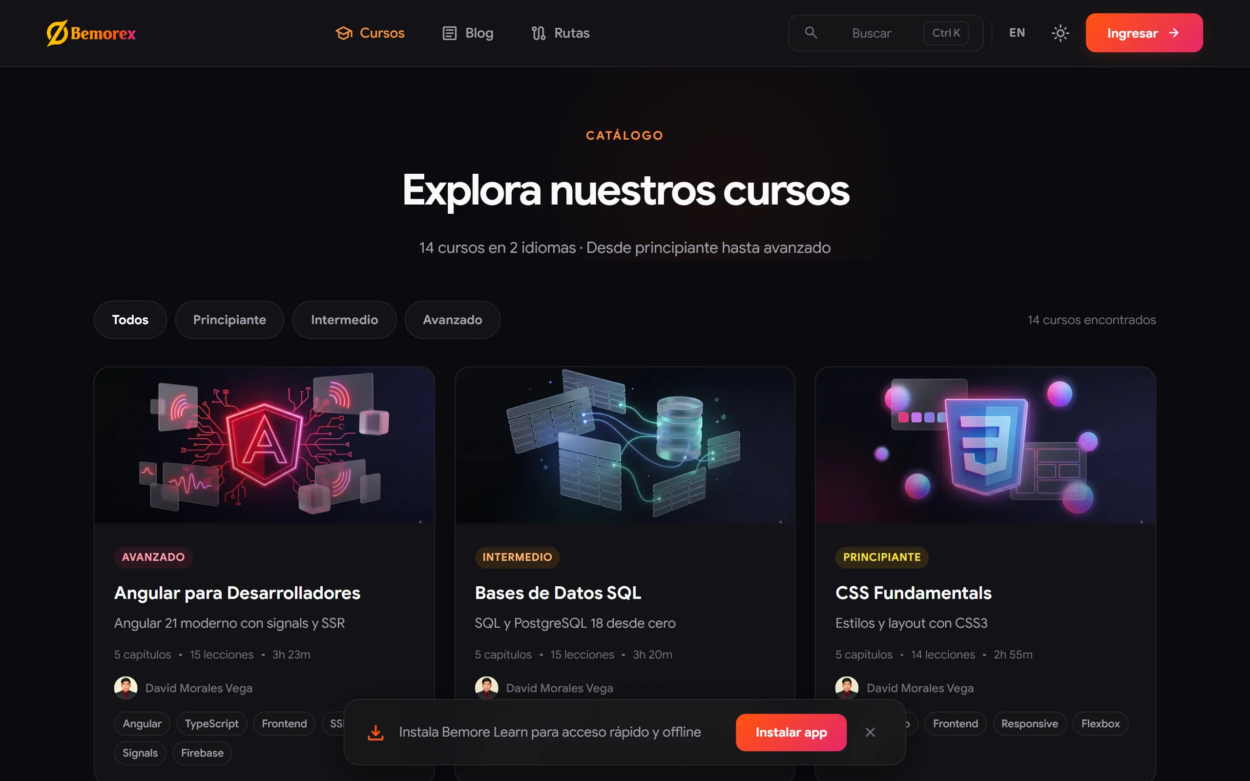 Bemorex Learn — learn cursos