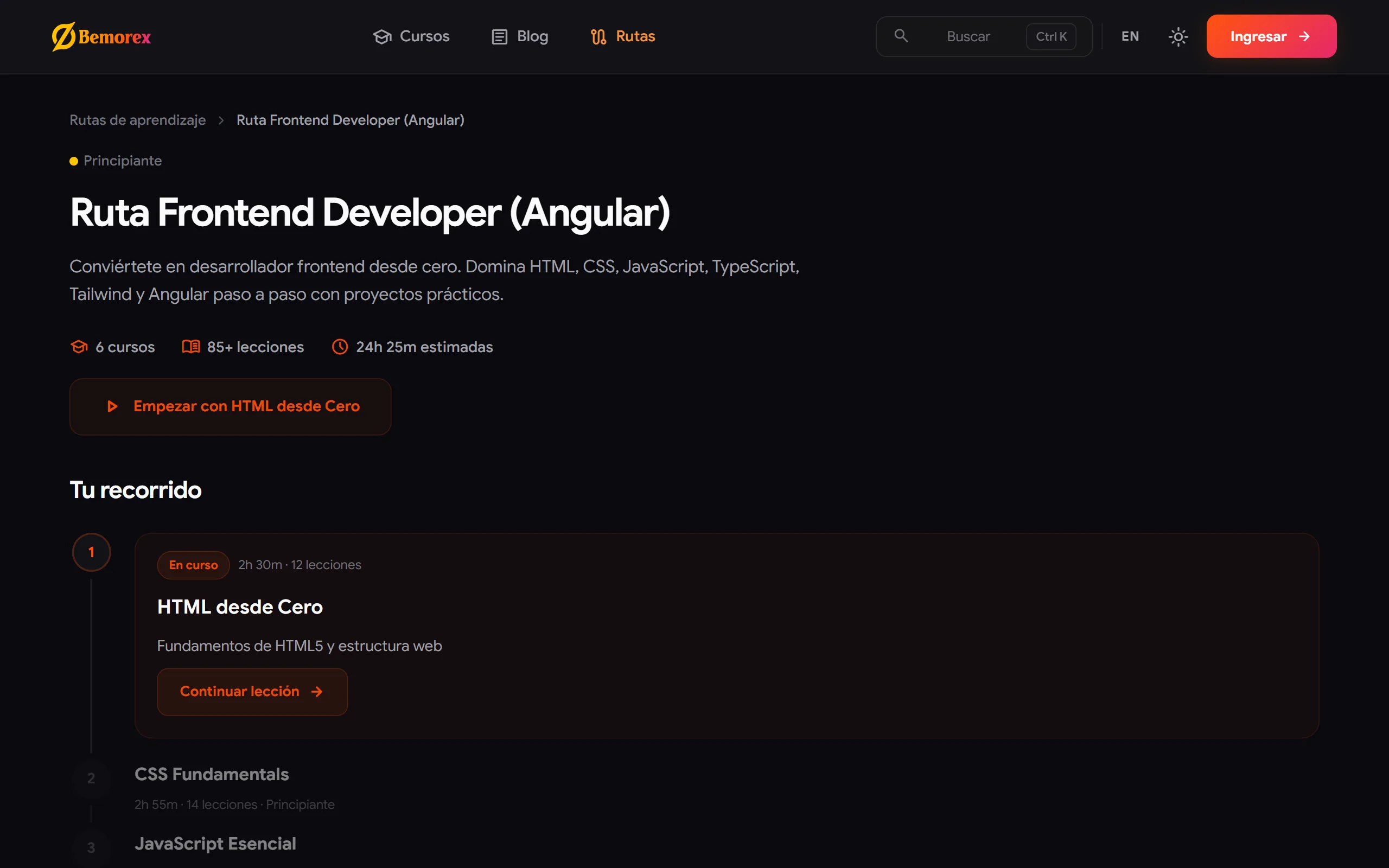Bemorex Learn — learn frontend