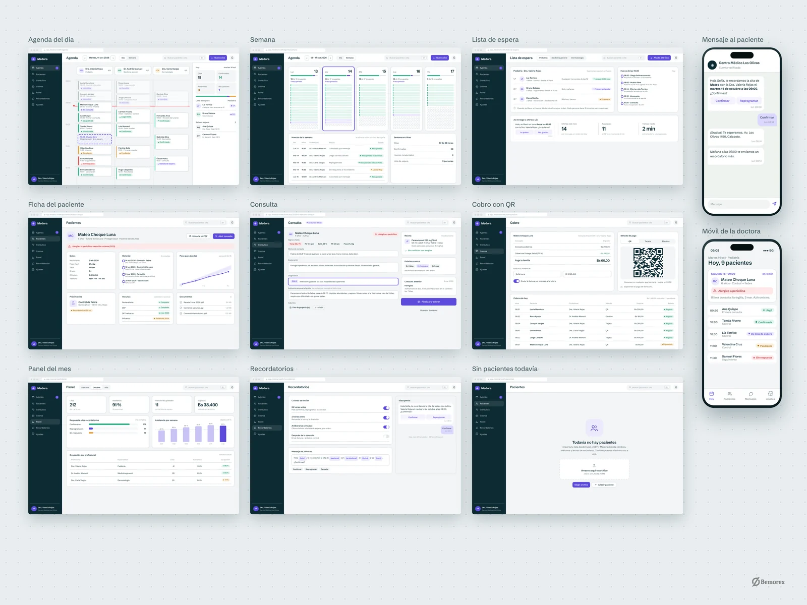 Medora — software clinicas agenda pantallas