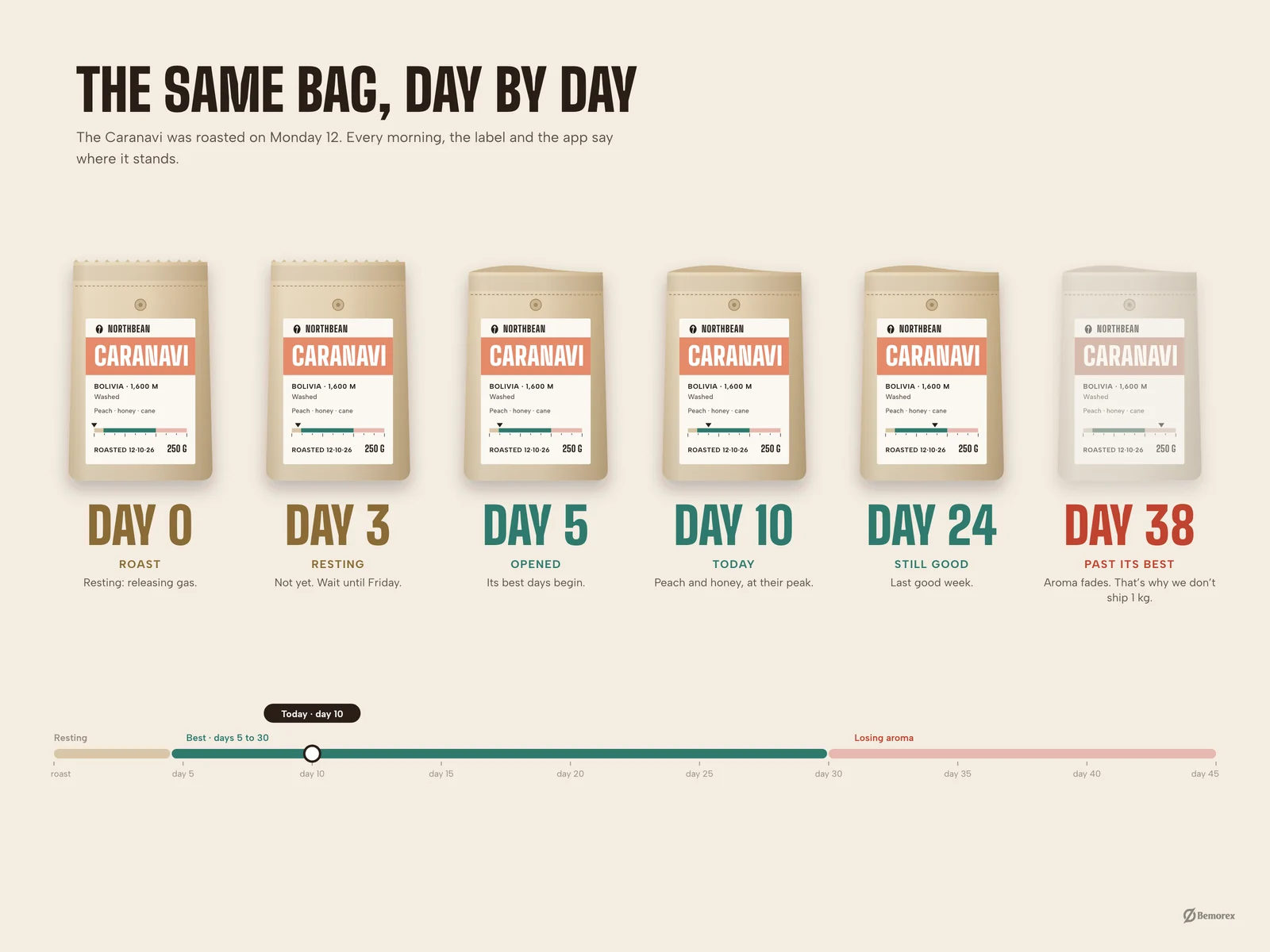 Northbean — coffee brand packaging store bag day by day