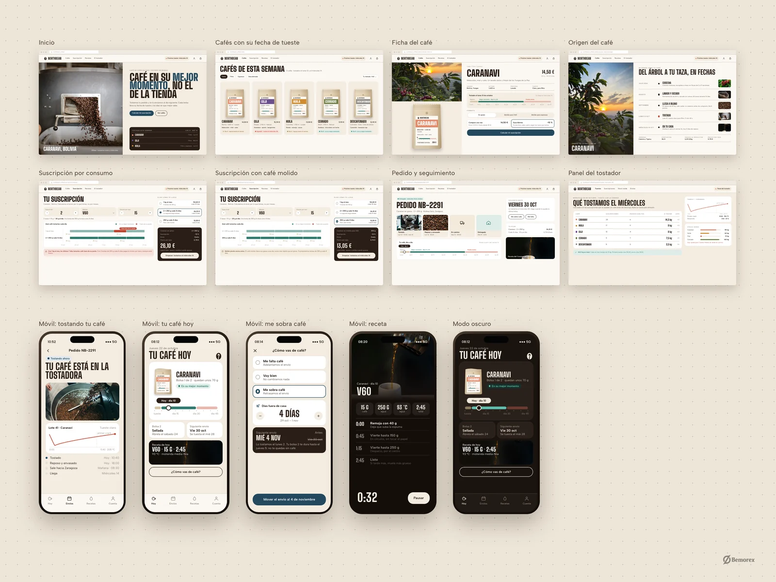 Northbean — marca packaging tienda cafe pantallas
