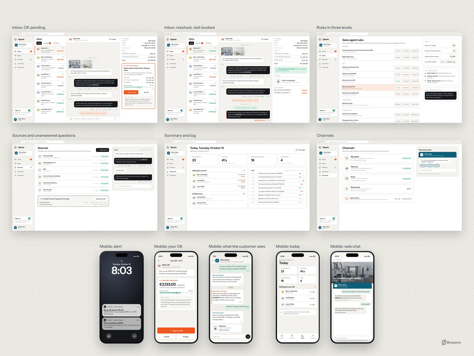 Operia — ai customer agent small business screens