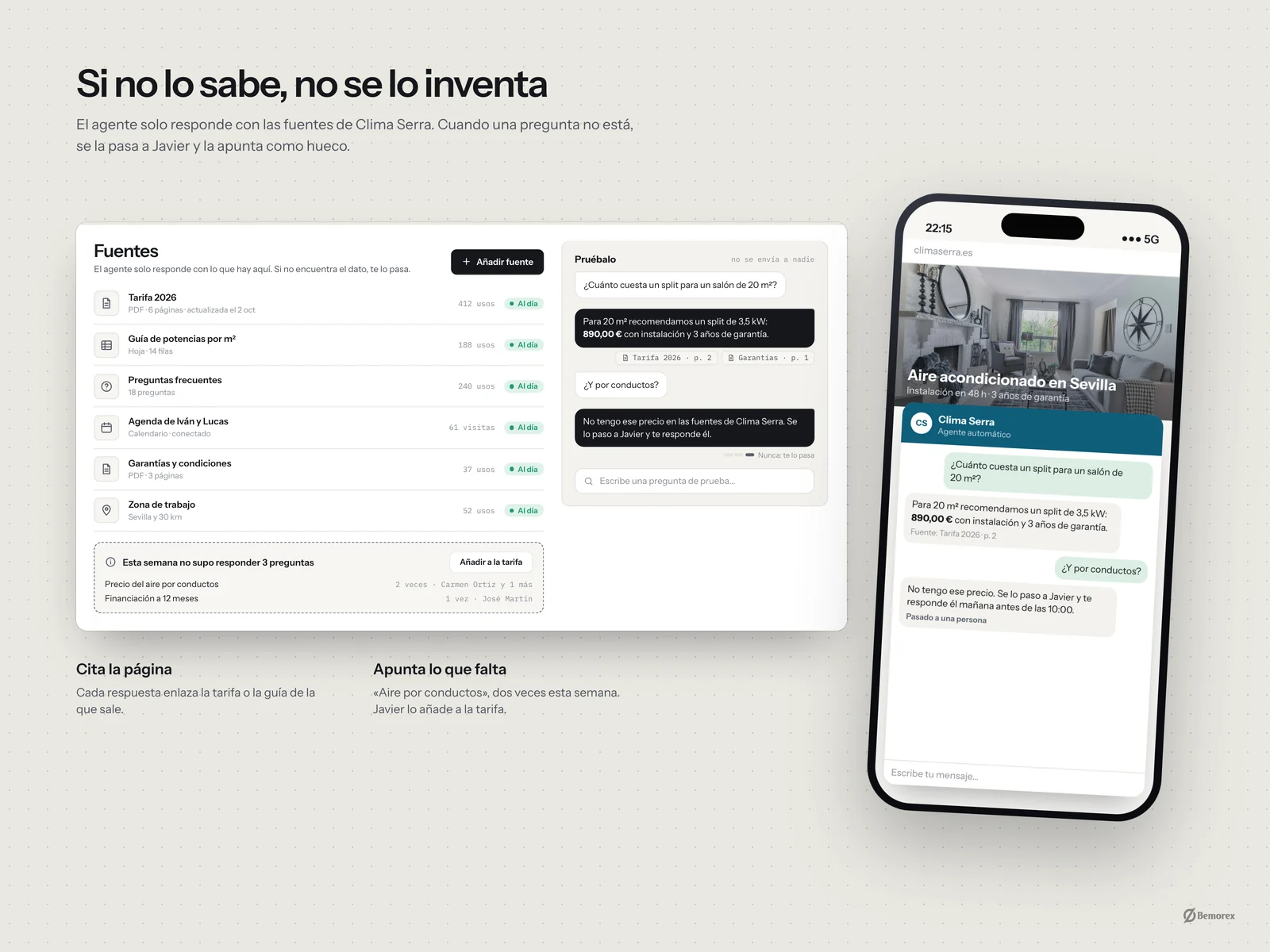 Operia — agente ia atencion clientes pymes fuentes del agente