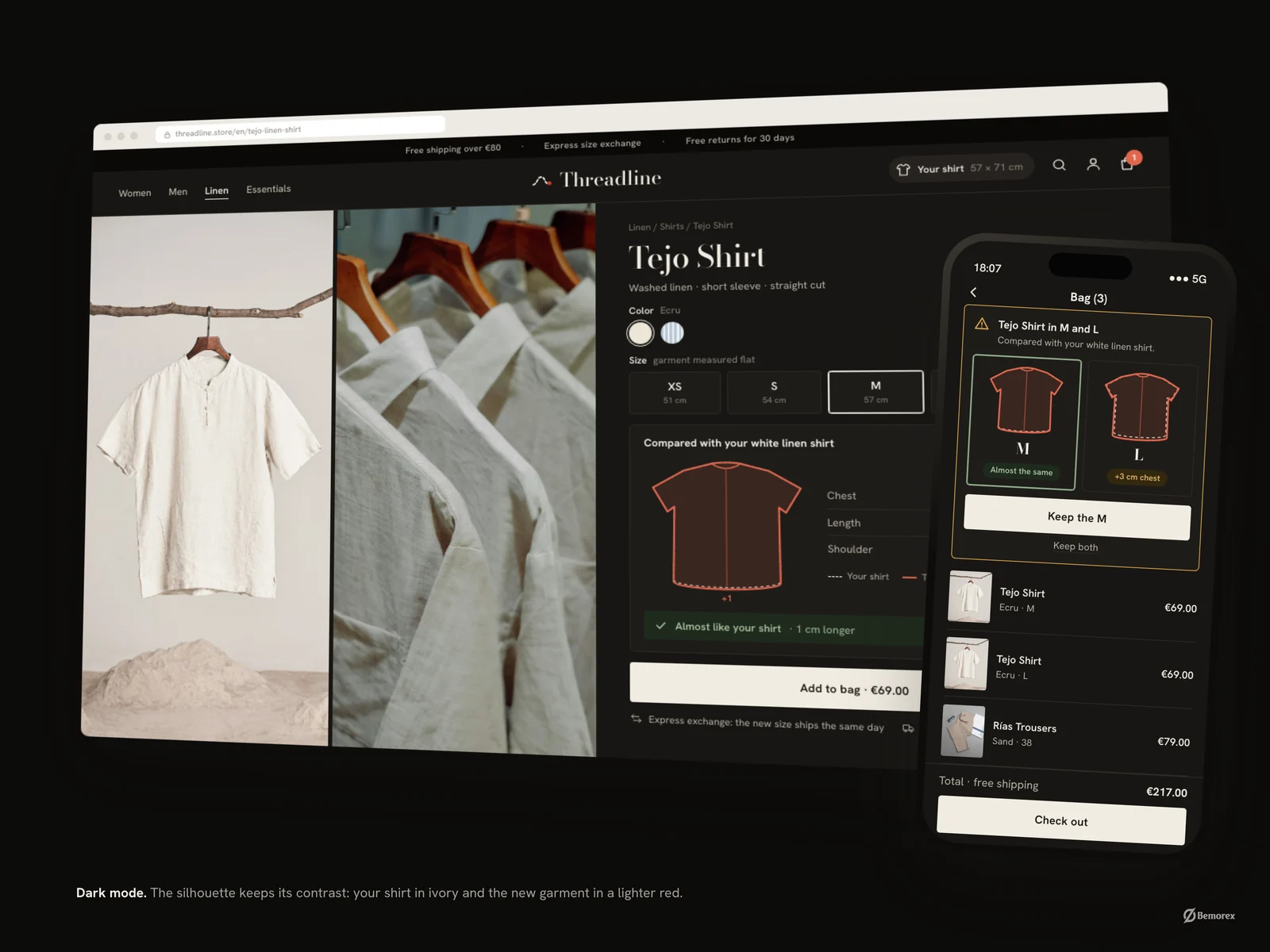 Threadline — fashion ecommerce store dark mode