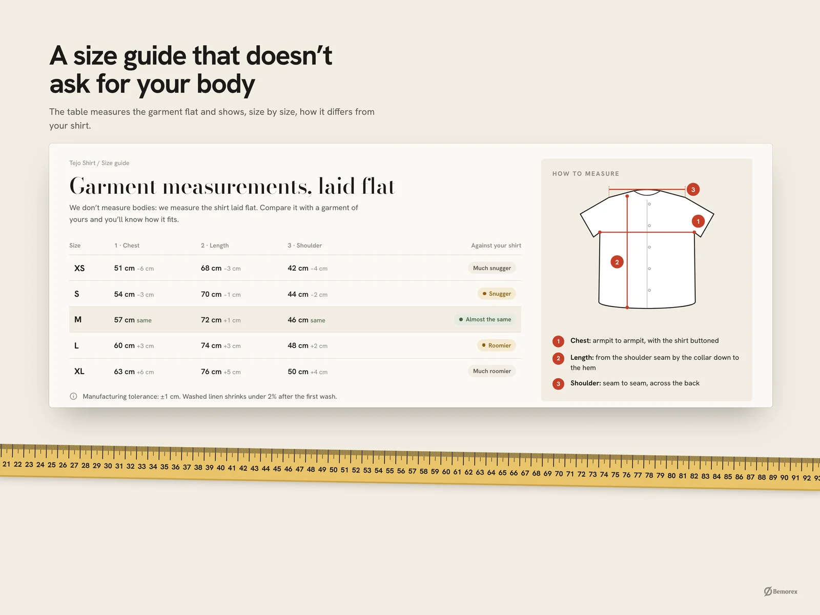 Threadline — fashion ecommerce store size guide