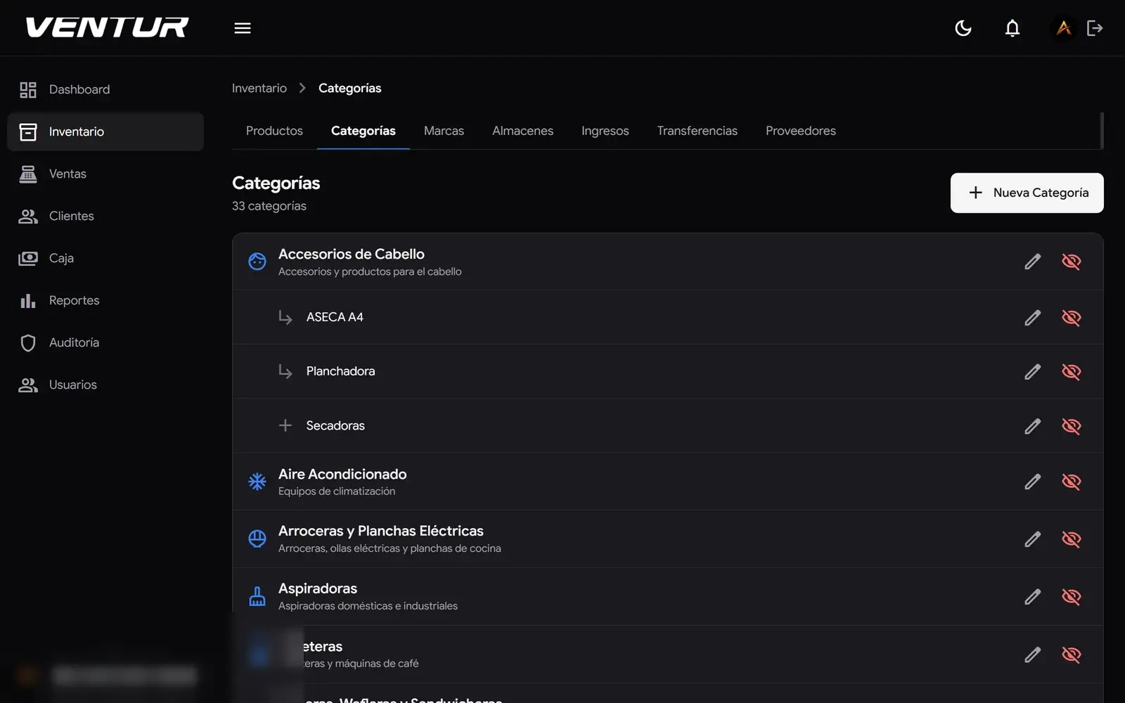 Venture — categorias